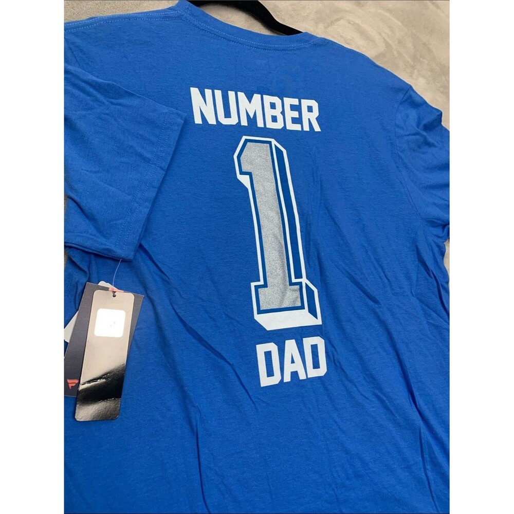 Fanatics Men's NWT Blue Number 1 Dad Graphic Short Sleeve T-Shirt Size Medium